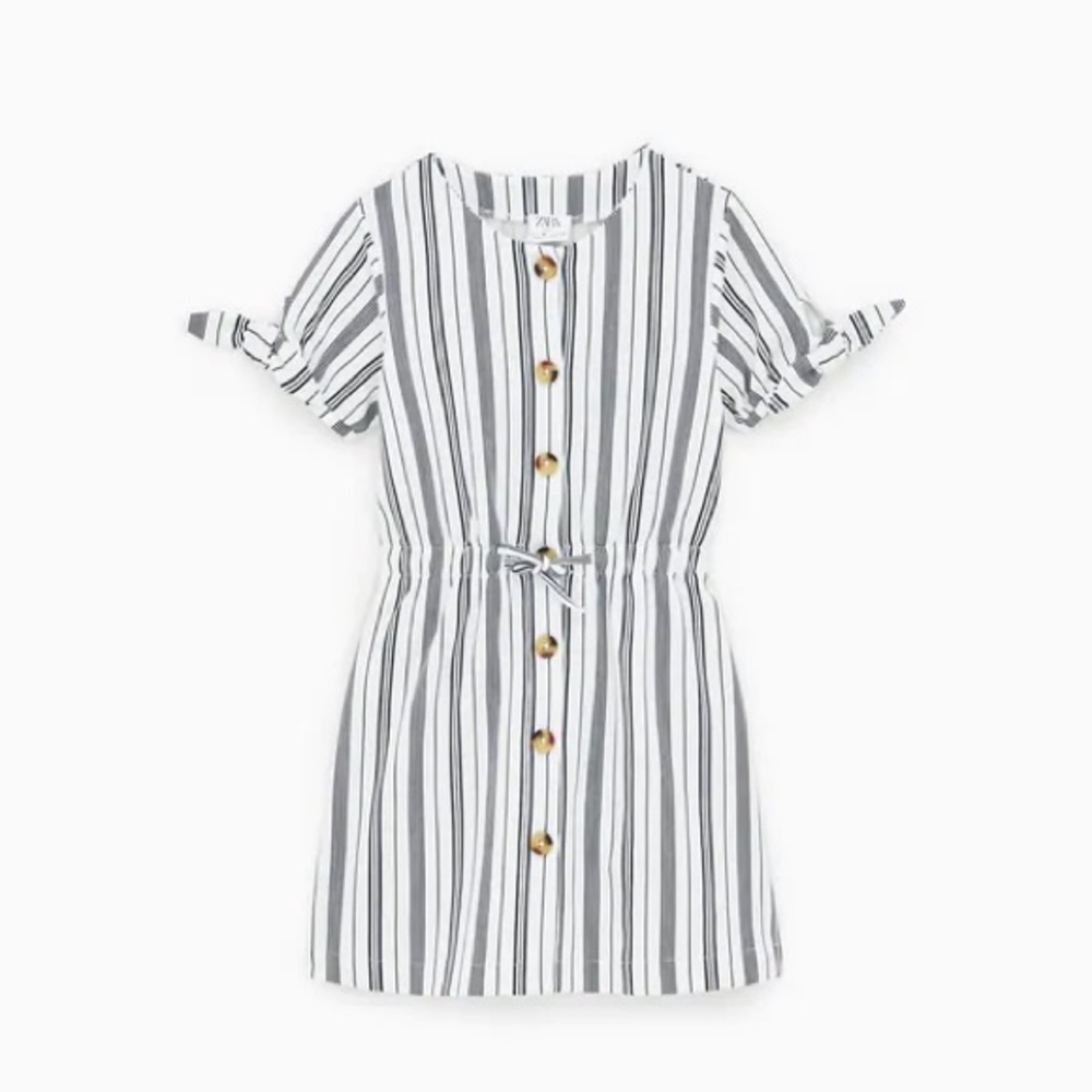 Zara Kids Striped Button Down Dress, Size 8